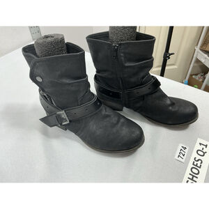 Womans Excellent Kohls Caperblack Slouched Combat-biker Ankle Boots 8.5 M Blk